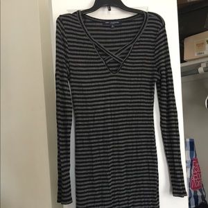 Black and gray stripped dress